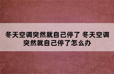 冬天空调突然就自己停了 冬天空调突然就自己停了怎么办